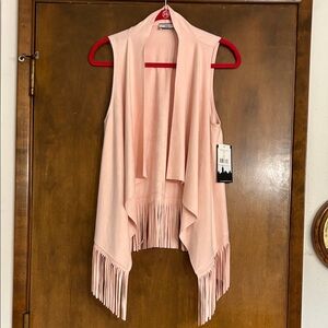 Bagatelle Pink Fringe Vest Small Faux Suede NWT Gorgeous